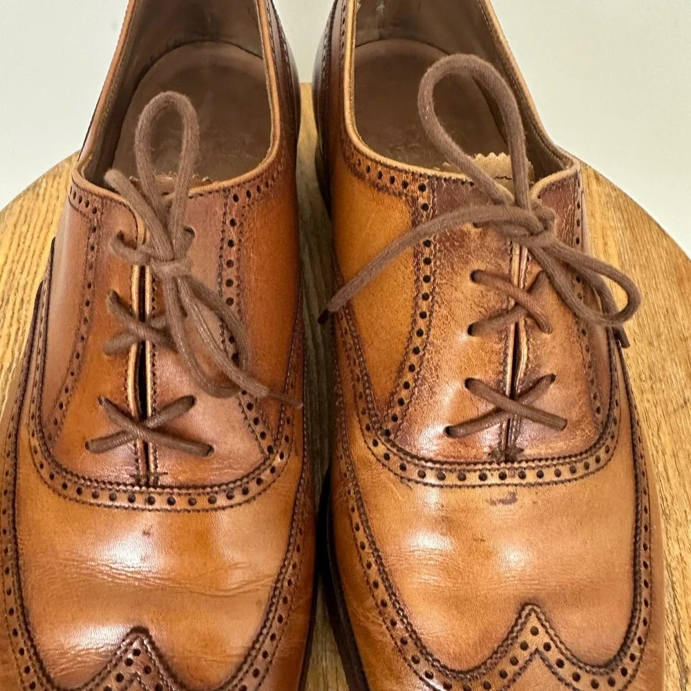 Crockett & Jones Drummond Mens US 7 E Dress Shoes Brown Leather Wingtip Oxford